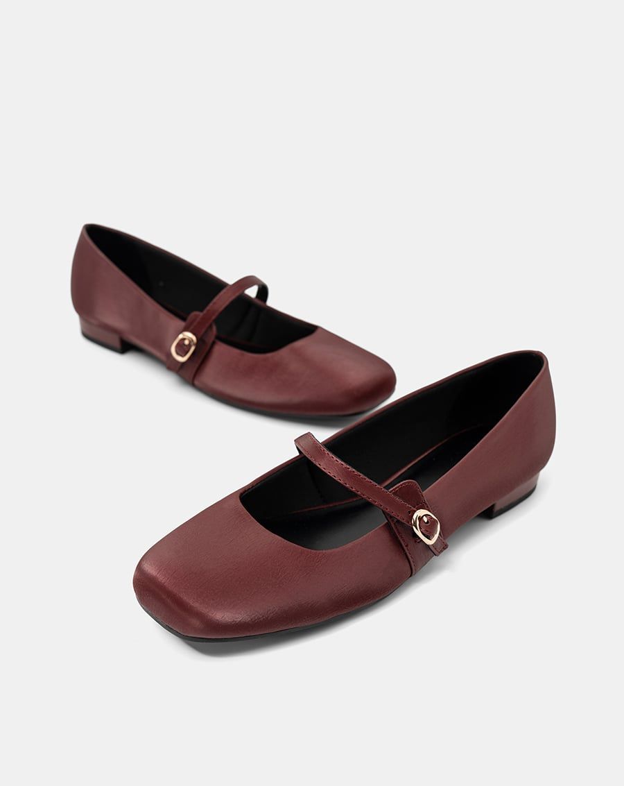  Giày Búp Bê Mũi Vuông Quai Mary Jane 