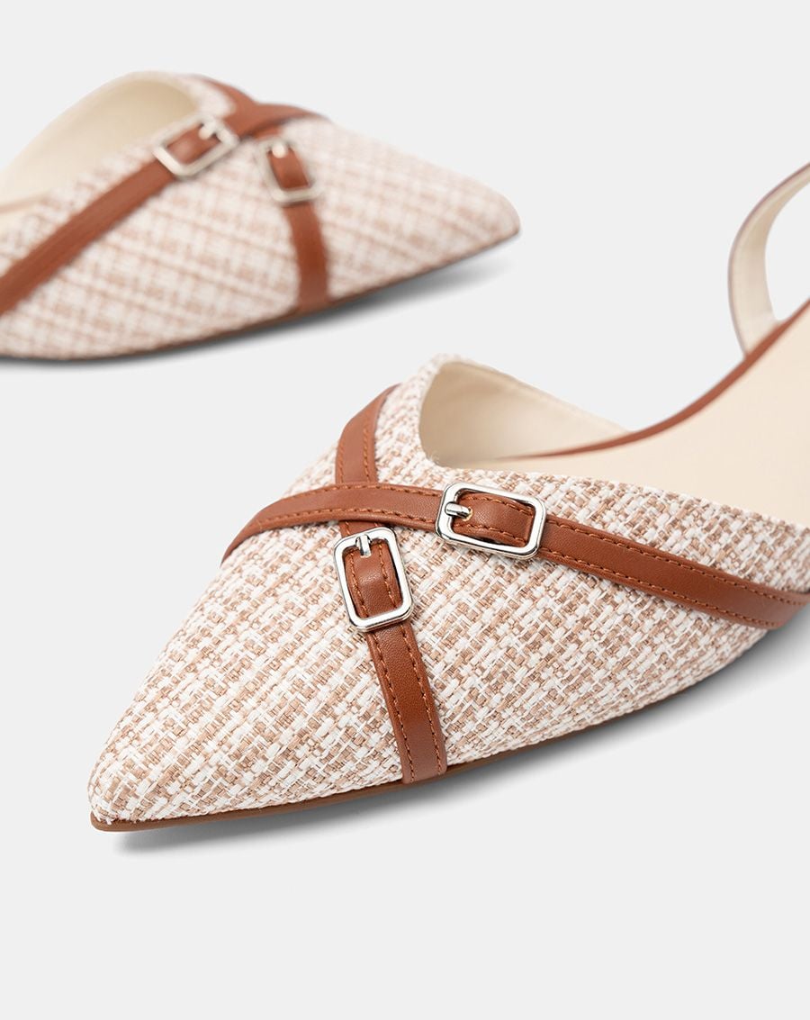  Giày Búp Bê Phối Vải Đan 