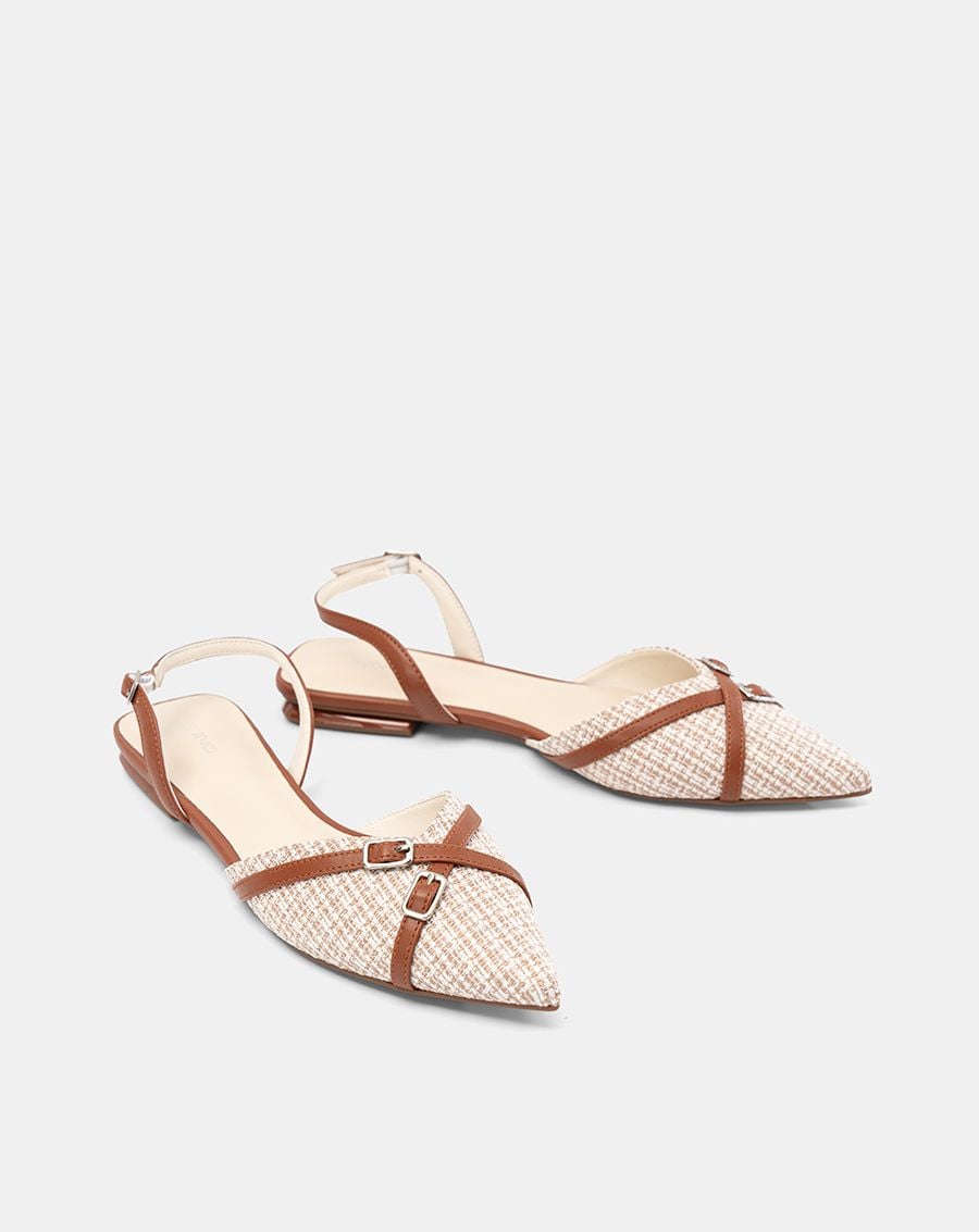  Giày Búp Bê Phối Vải Đan 