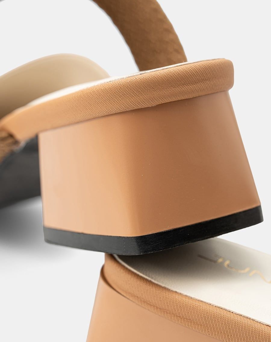  Giày Cao Gót Mules Phối Quai Thun Bện 