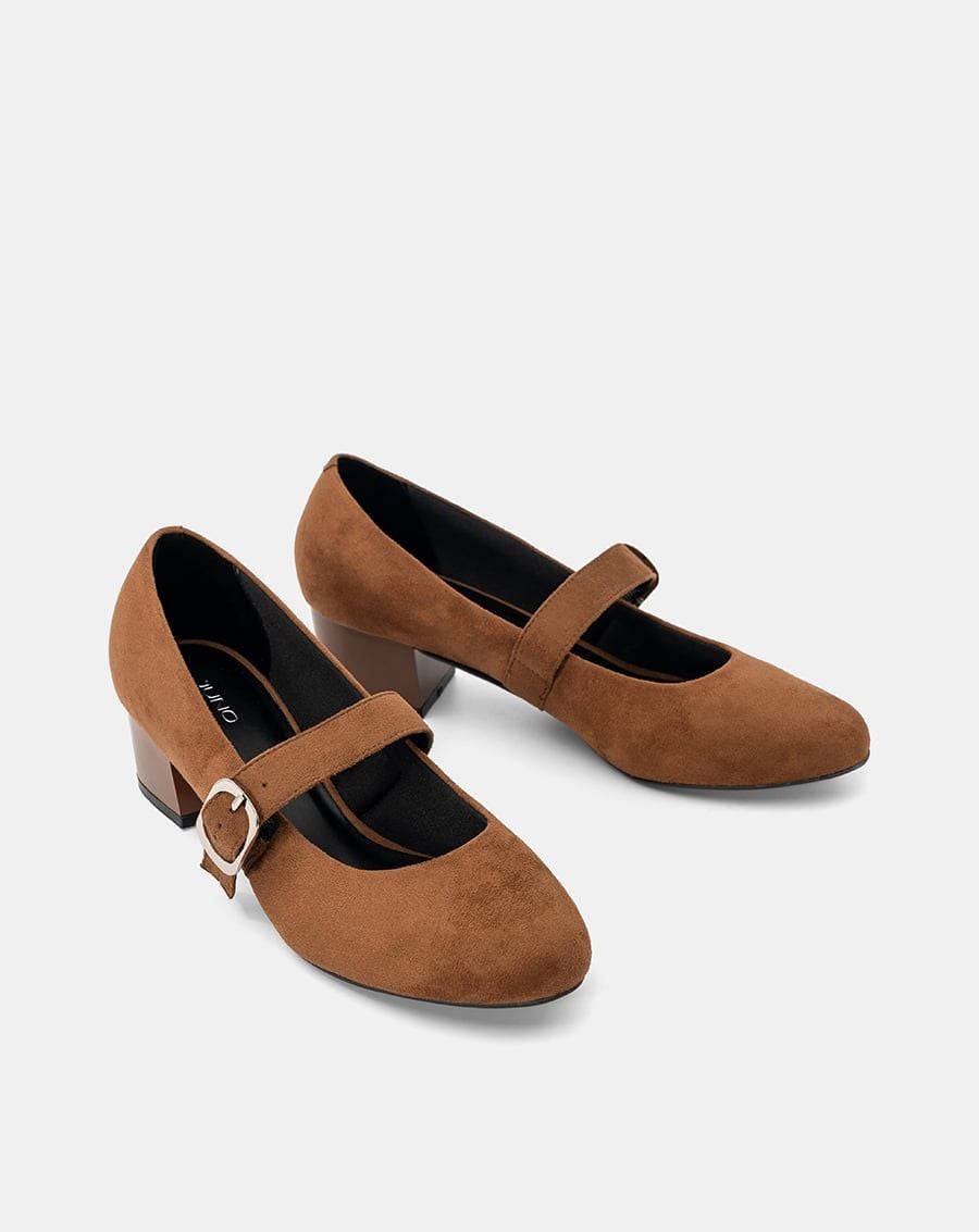  Giày Cao Gót Quai Mary Jane Phối Buckle 