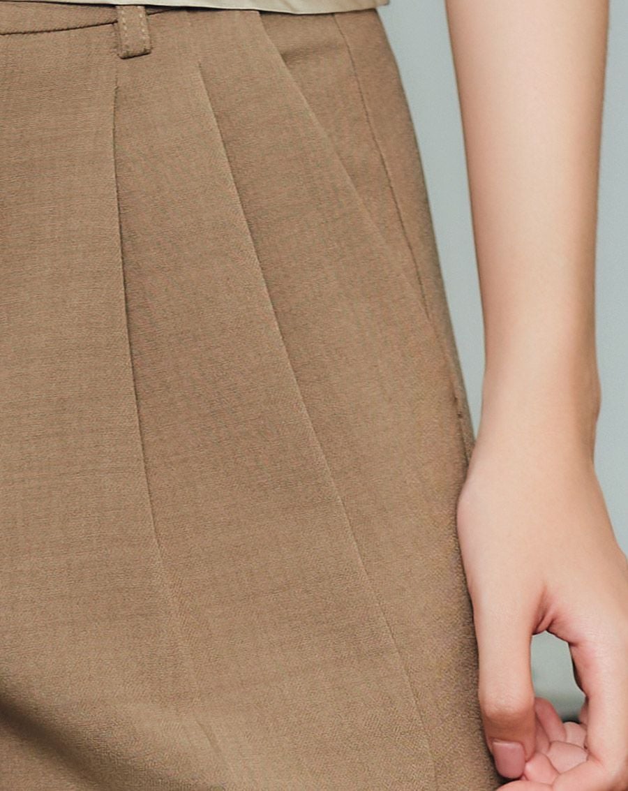  Quần tây ống suông xếp ly vải mềm 