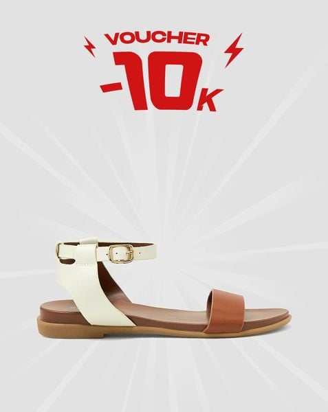  Giày Sandal Đế Bệt Quai Cổ Chân Phối Quai Ngang 