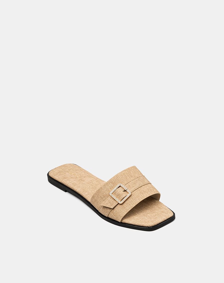  Giày Sandal Phối Quai Buckle Đính Đá 