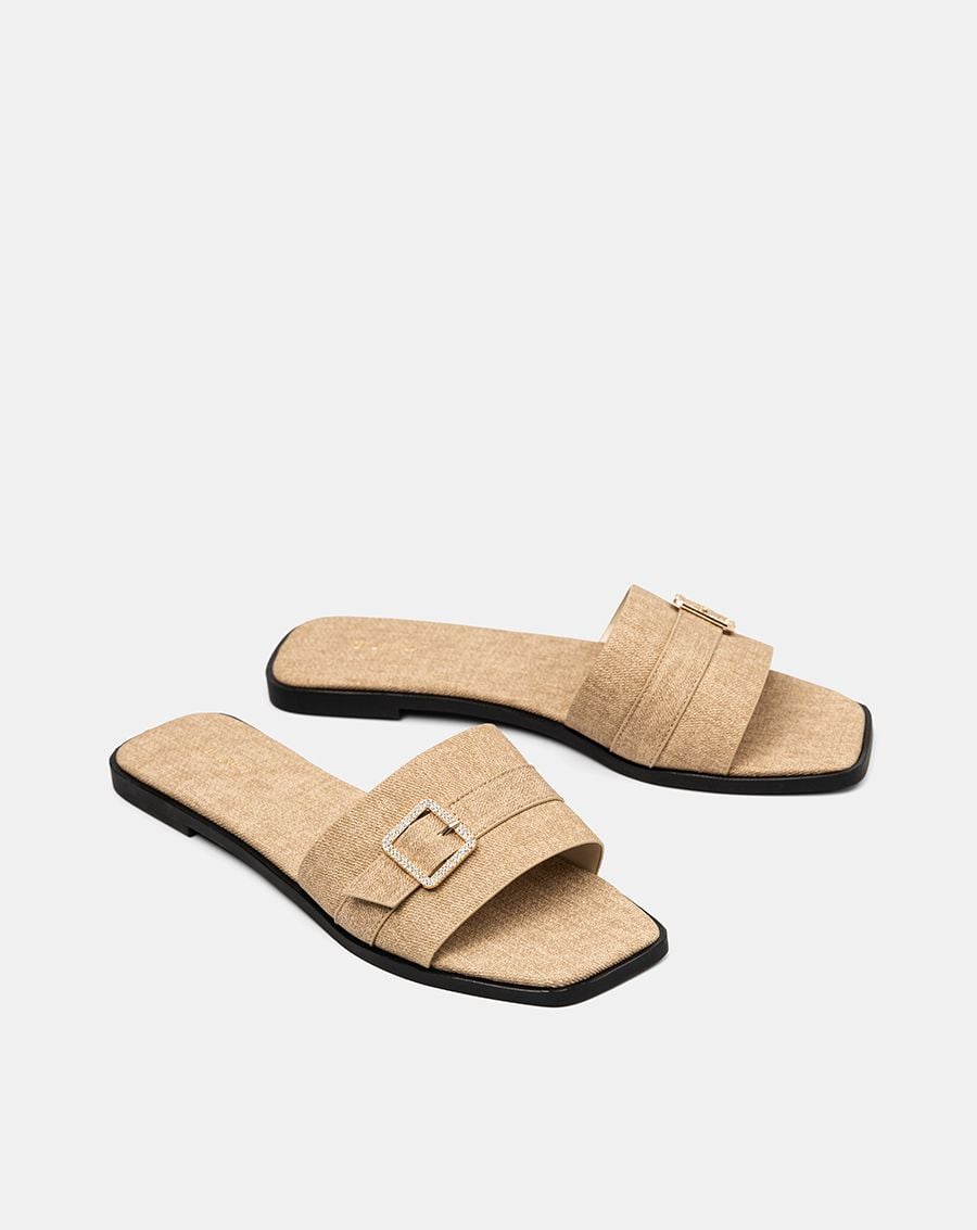  Giày Sandal Phối Quai Buckle Đính Đá 