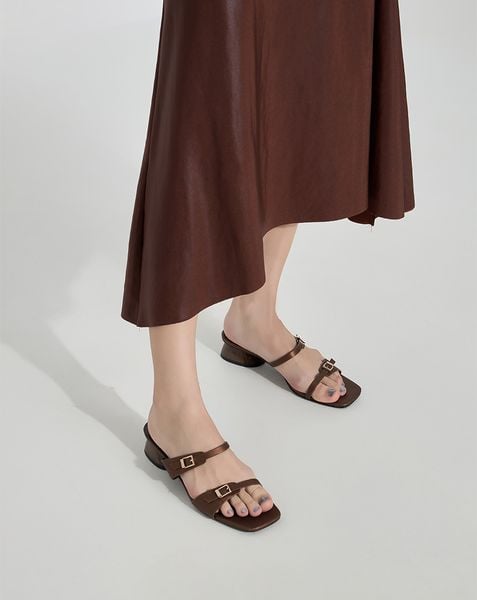  Giày Sandal Hai Quai Ngang Đính Buckle 