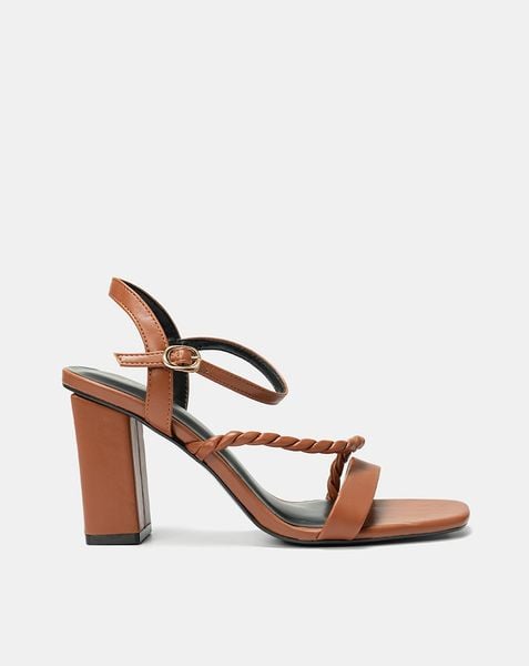  Giày Sandal Gót Cao Phối Quai Xoắn 