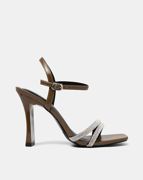  Giày Sandal Cao Gót Phối Hai Quai Đá Trang Trí 