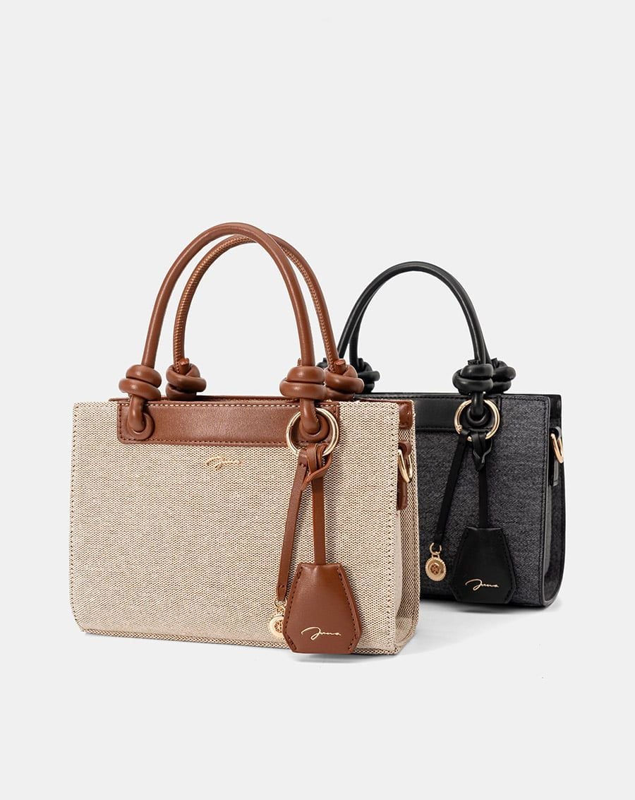  Túi Xách Nhỏ Tay Cầm Xoắn Phối Charm 