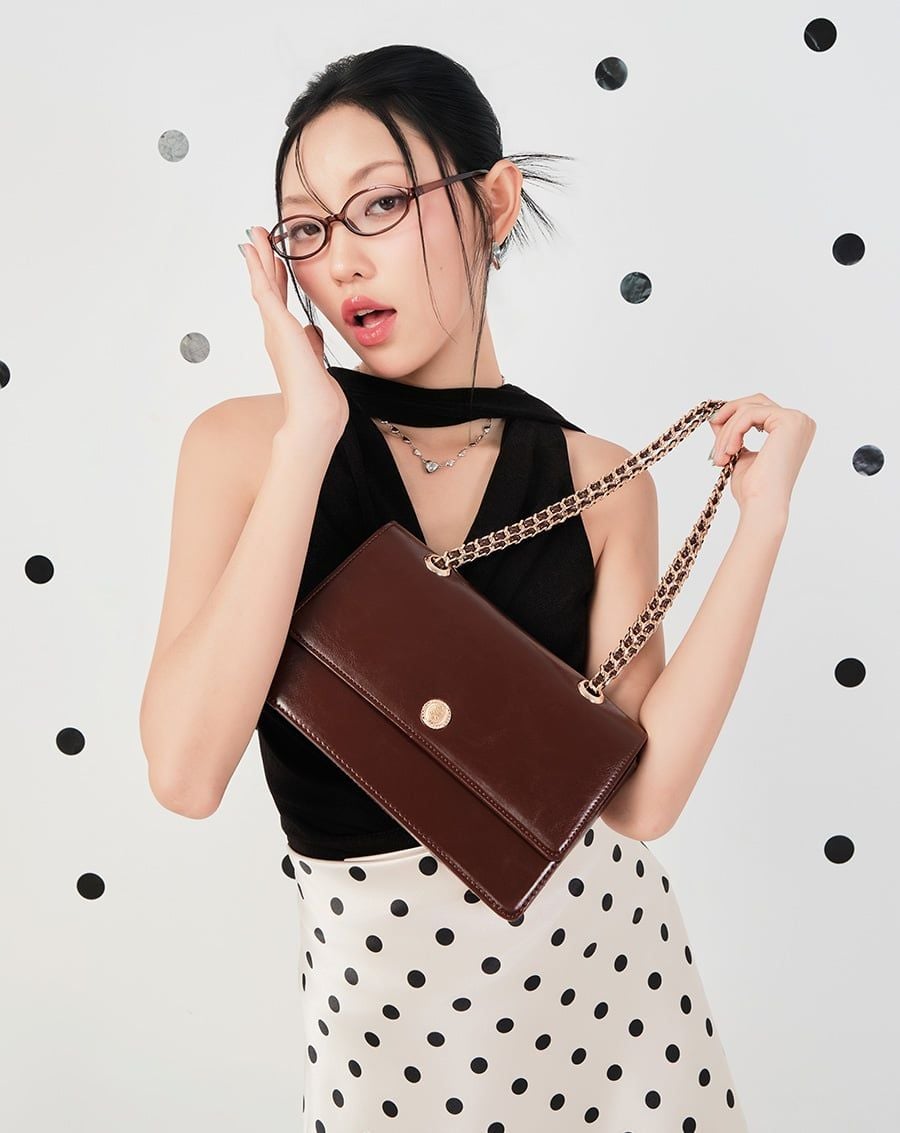  Túi Xách Nhỏ Đeo Vai Phối Khoá Trang Trí 