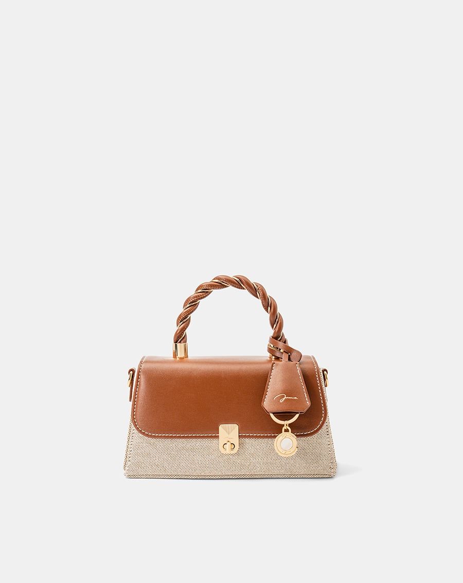 Túi Xách Nhỏ Tay Cầm Xoắn Phối Charm 