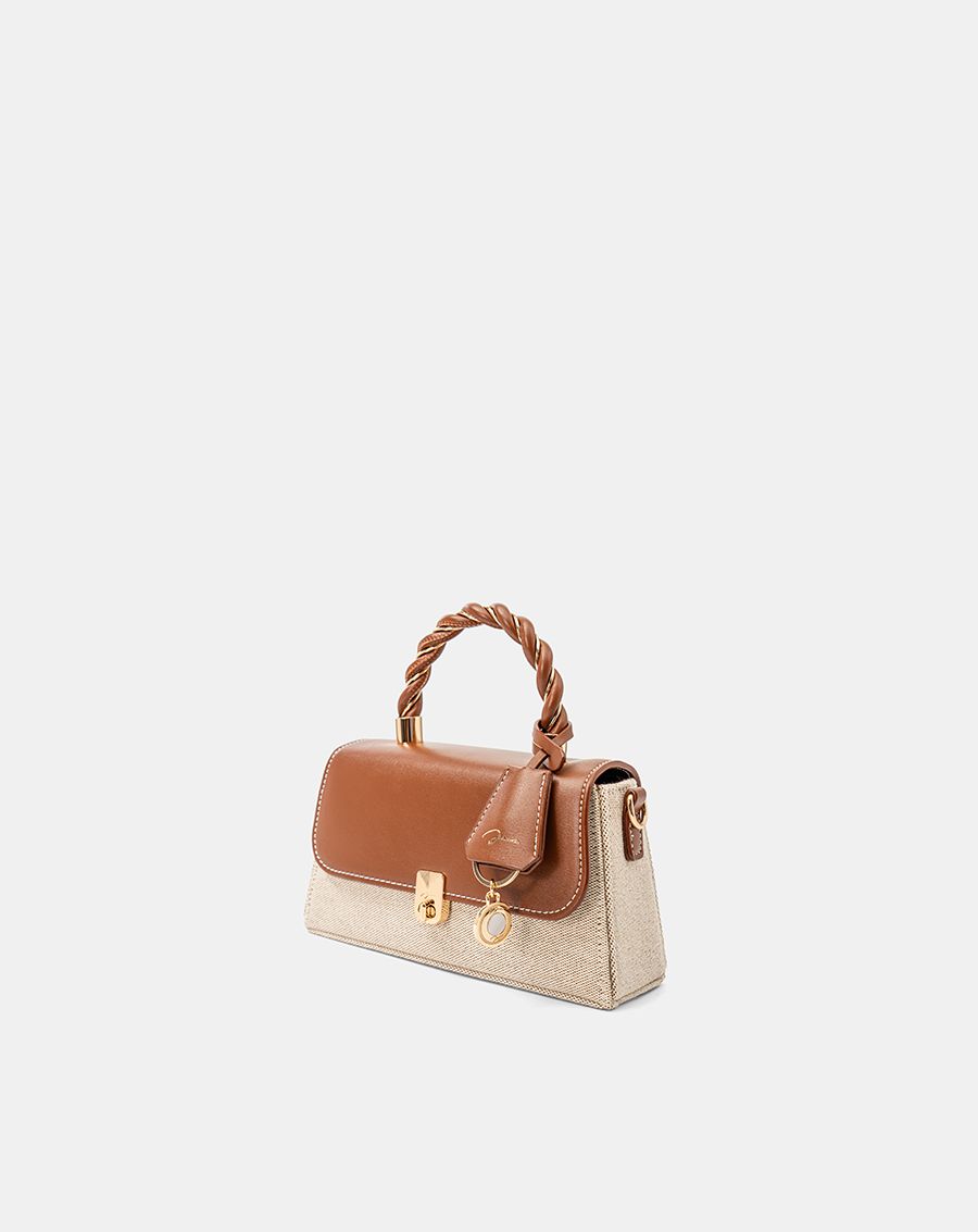  Túi Xách Nhỏ Tay Cầm Xoắn Phối Charm 