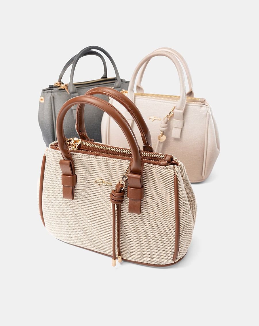  Túi Xách Nhỏ Tay Cầm Nơ Phối Charm 