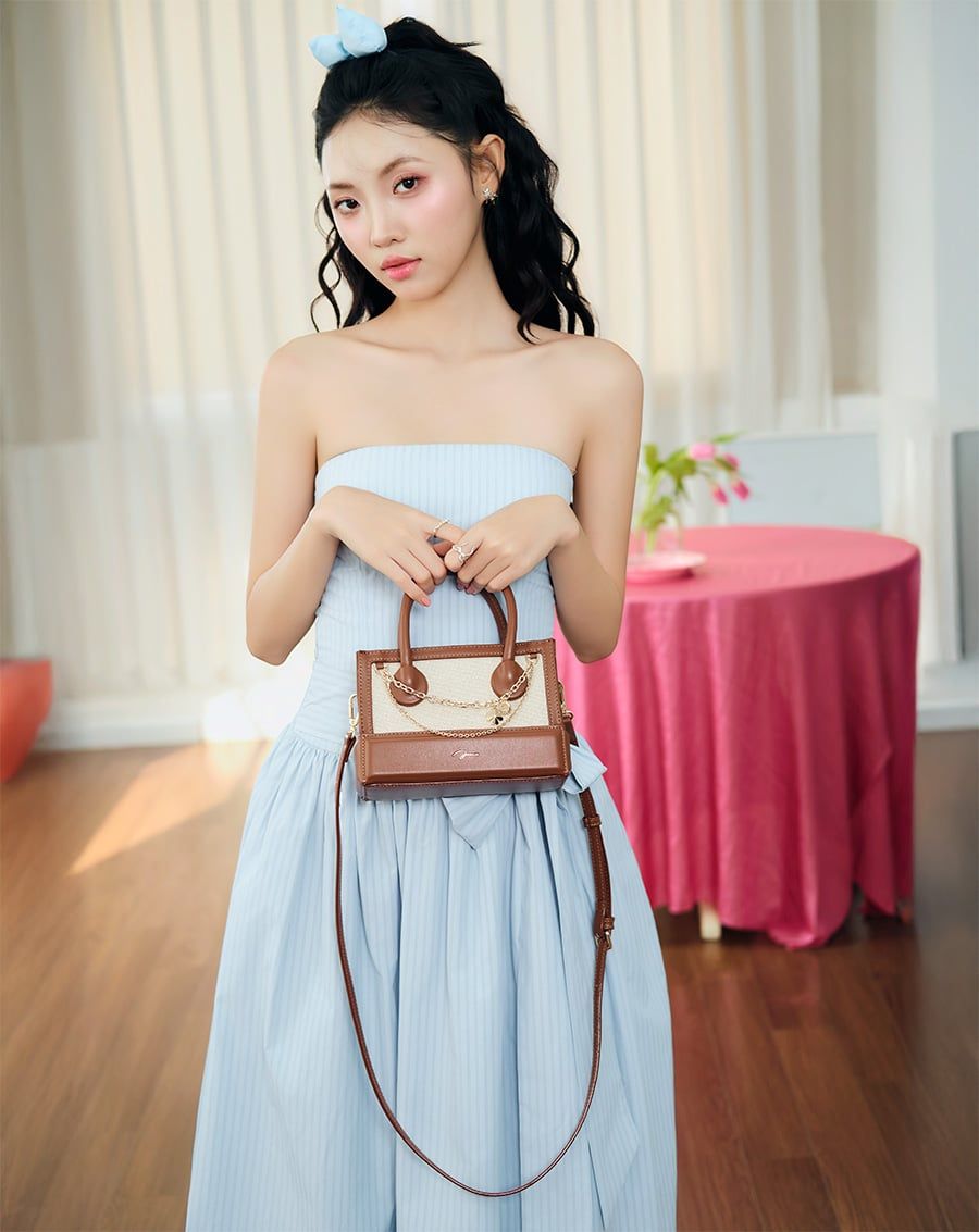  Túi Xách Nhỏ Top Handle Trang Trí Chain 