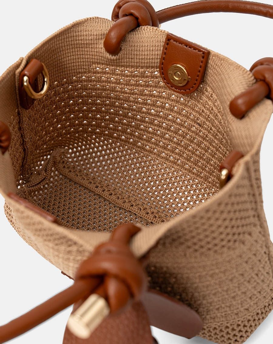  Túi Xách Nhỏ Vải Dệt Phối Charm 