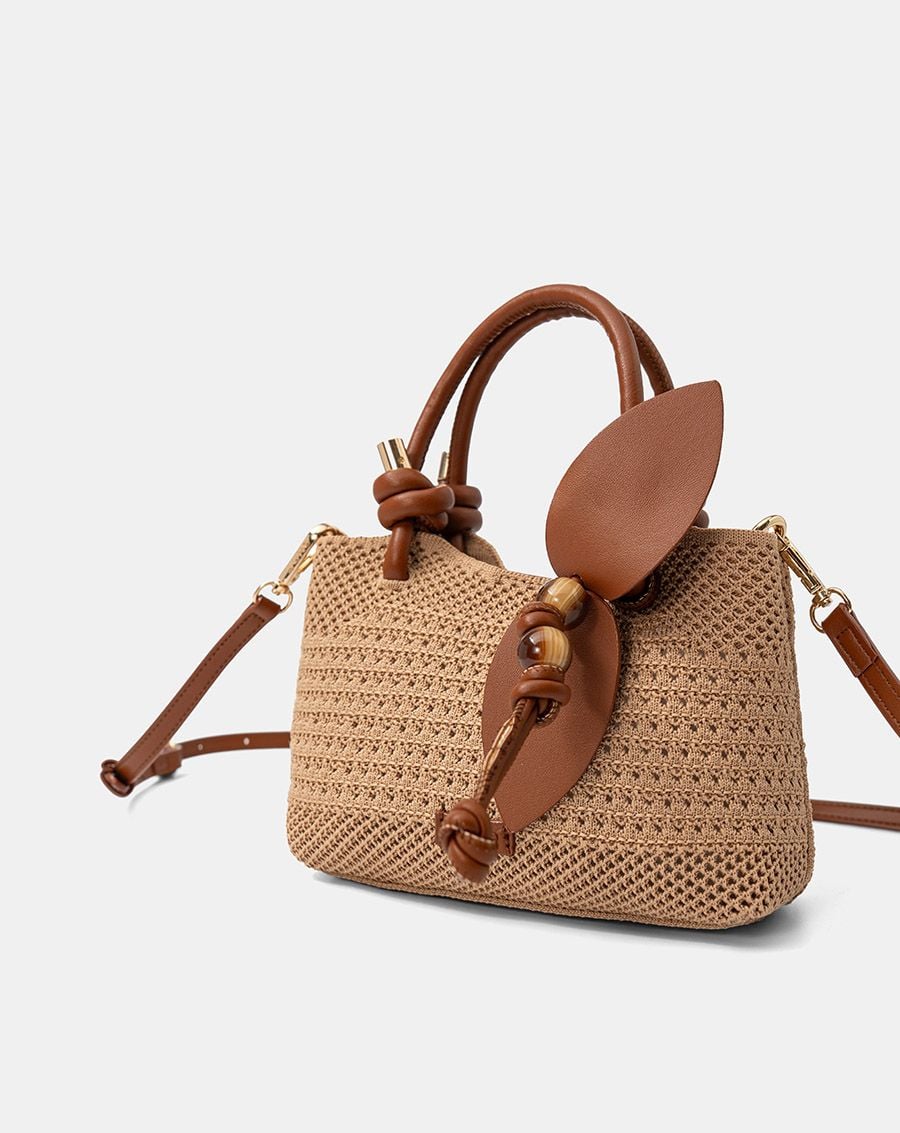  Túi Xách Nhỏ Vải Dệt Phối Charm 