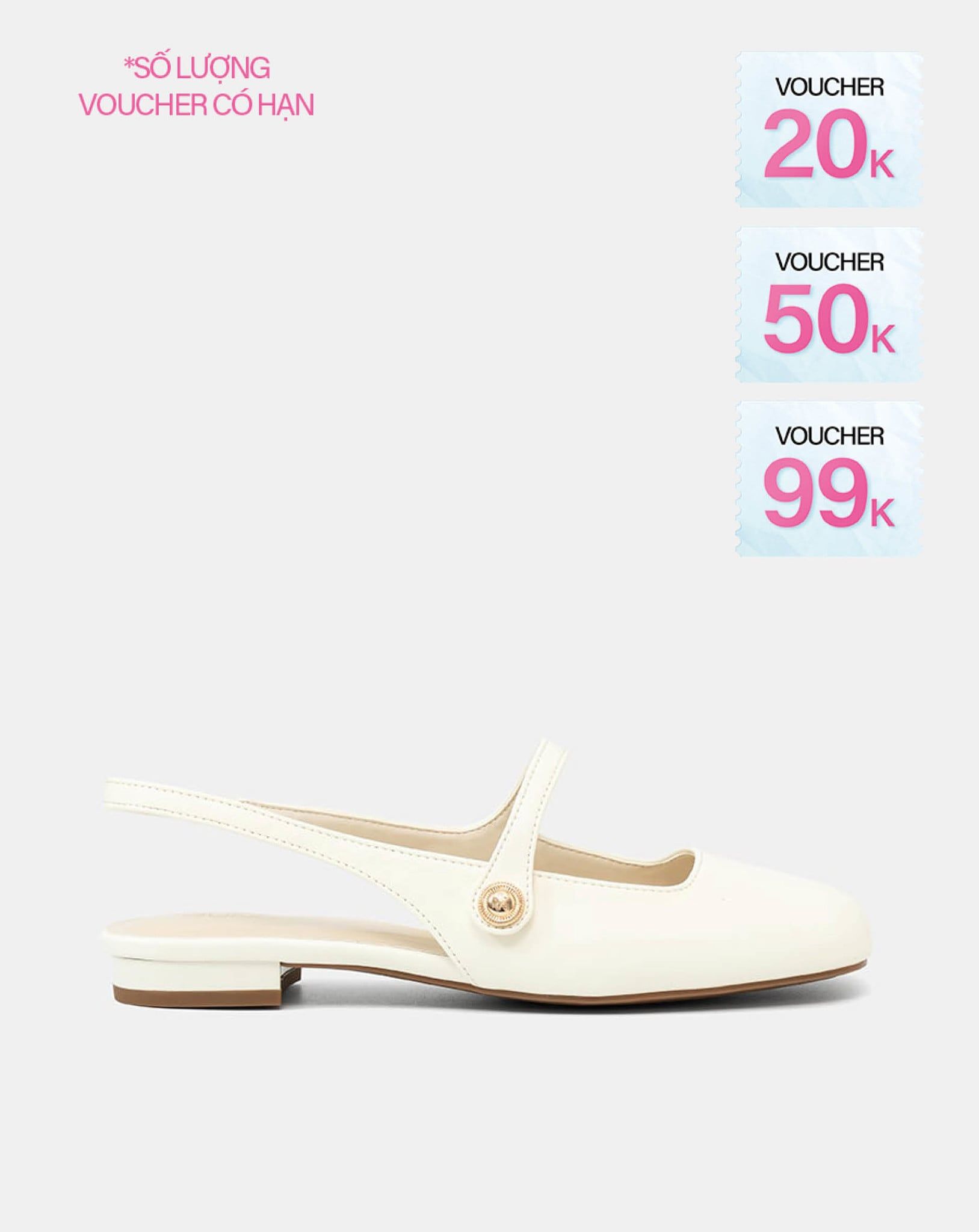  Giày Búp Bê Slingback Mũi Tròn 