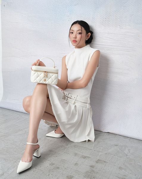  Giày Cao Gót Pump Quai Cổ Chân Bít Gót 