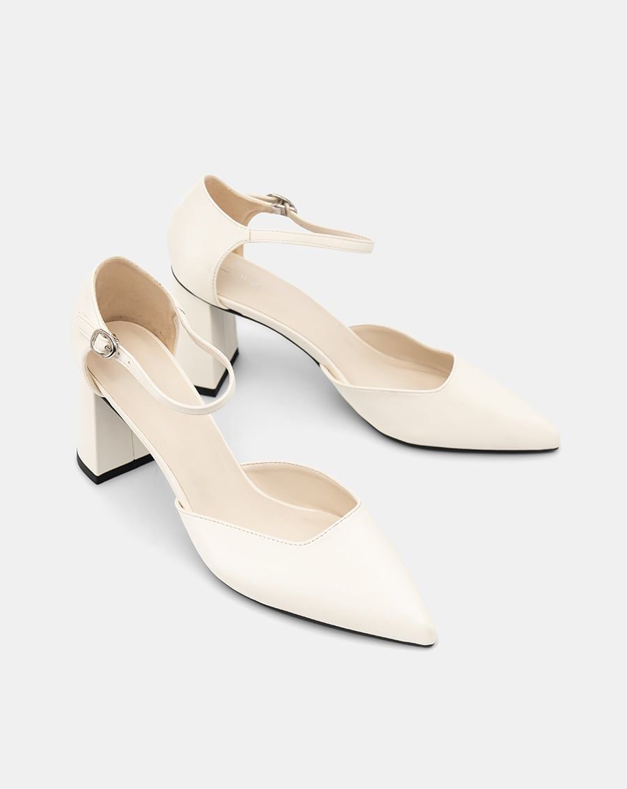  Giày Cao Gót Pump Quai Cổ Chân Bít Gót 