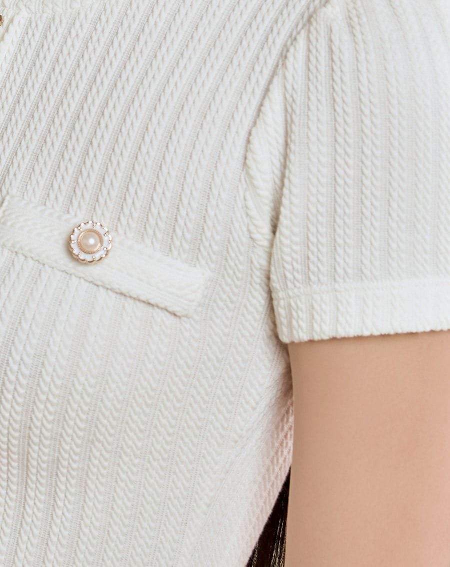  Áo thun tay phồng phối nút kiểu 