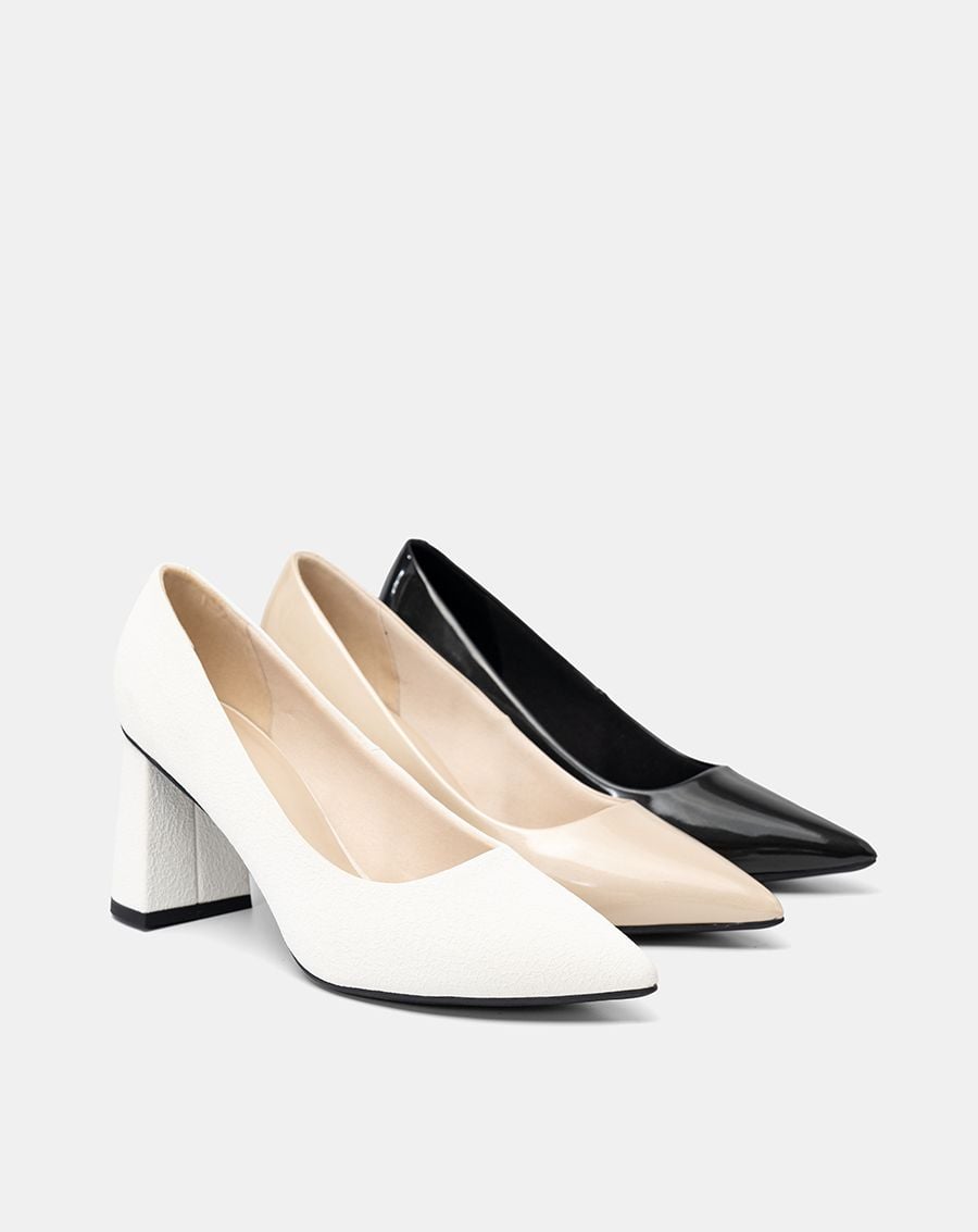  Giày Cao Gót Pump Gót Trụ Mũi Nhọn 