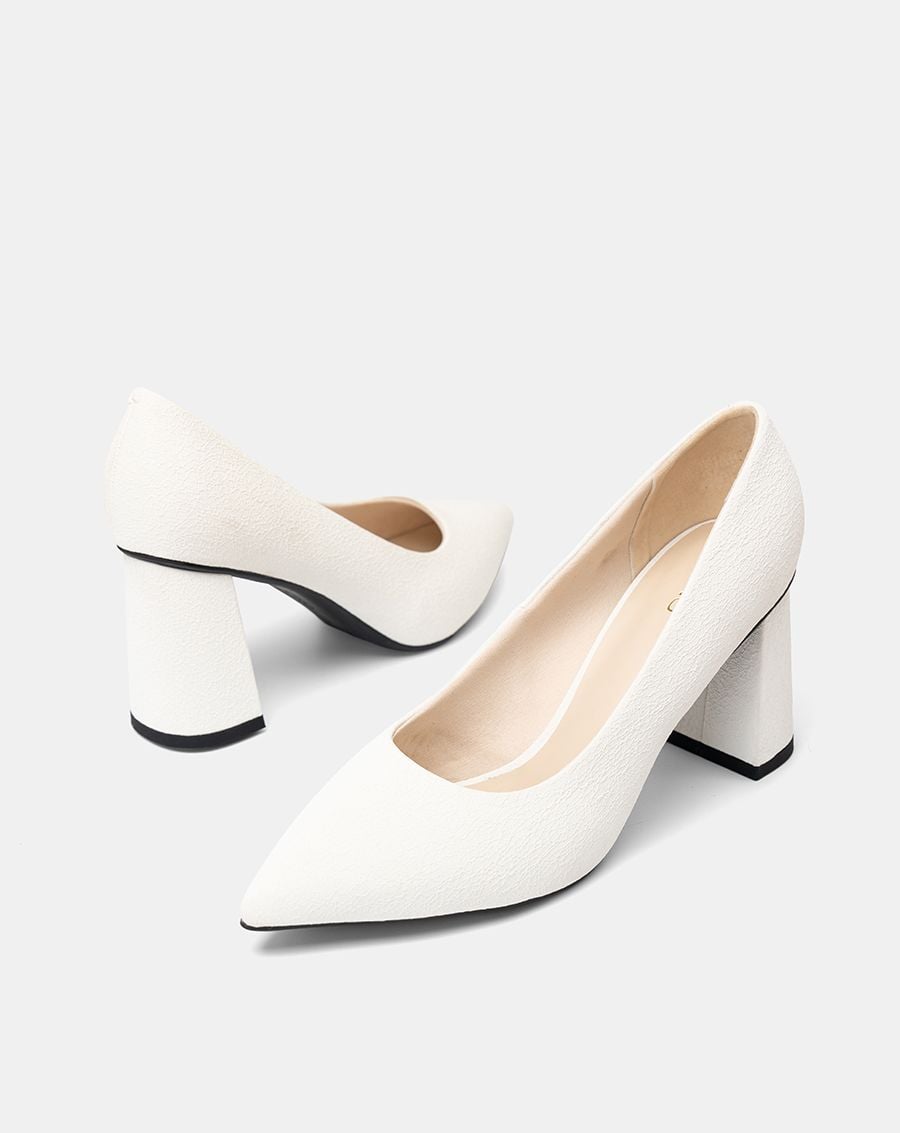  Giày Cao Gót Pump Gót Trụ Mũi Nhọn 