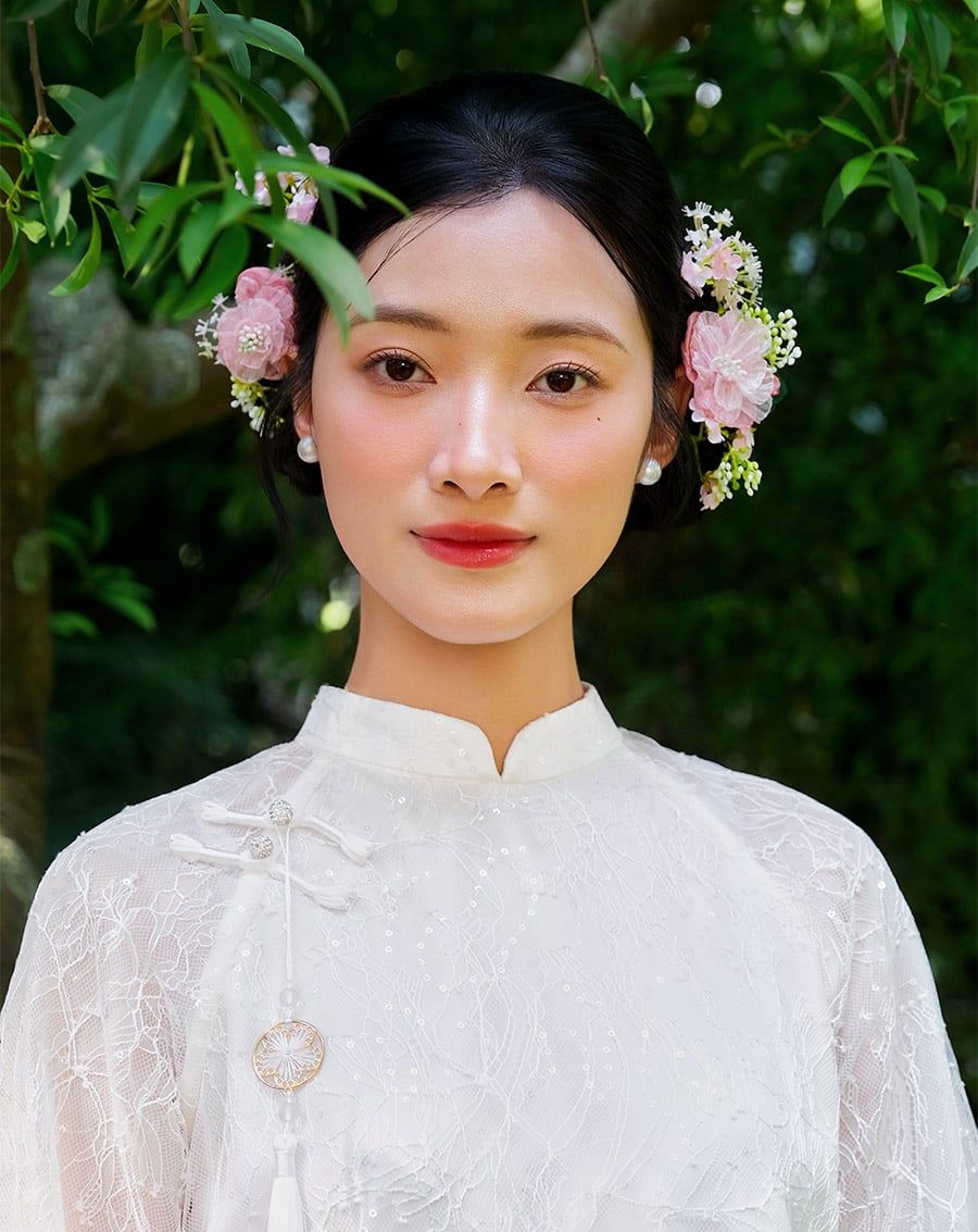  Tặng túi - Set Áo dài Vân Sa Trắng 