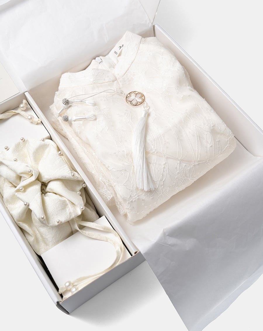  Tặng túi - Set Áo dài Vân Sa Trắng 