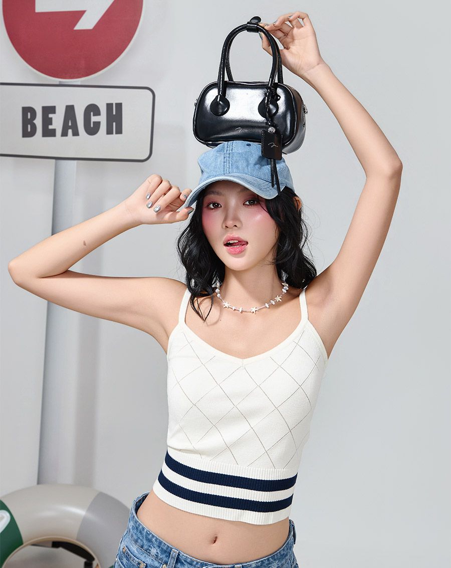  Áo dệt kim 2 dây phối line màu 