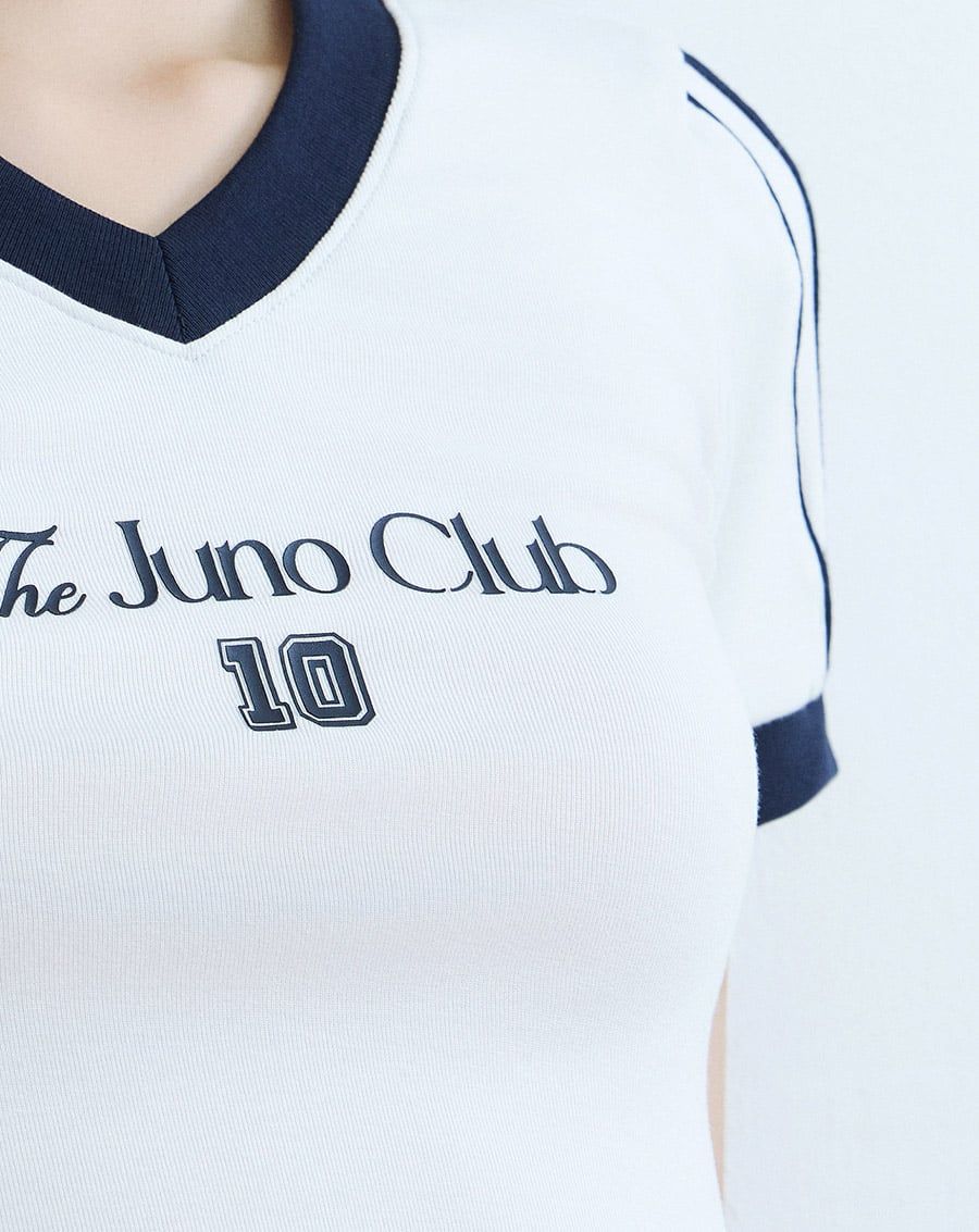  Áo thun ôm phối màu in chữ 