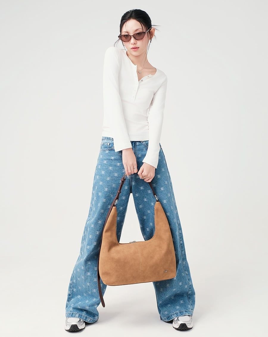  Áo thun tay dài phối nẹp cổ ribbon 