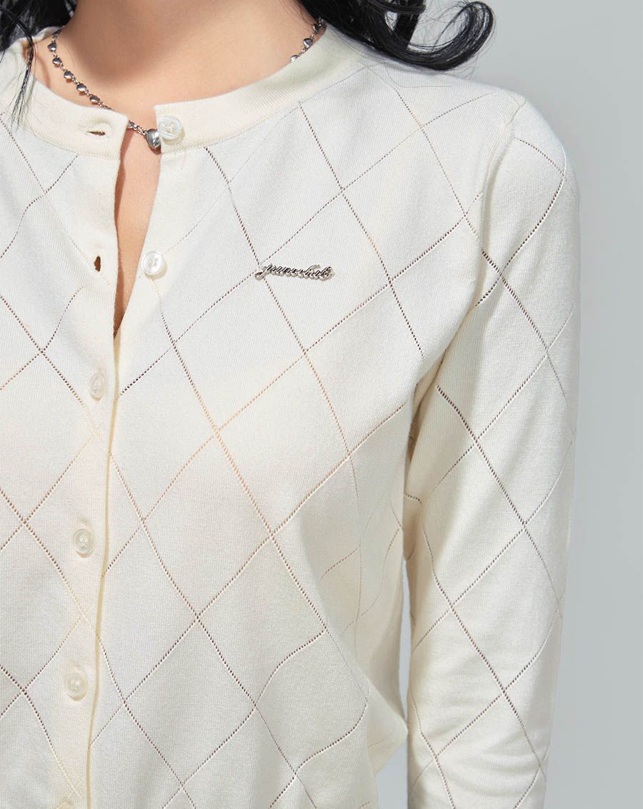  Áo cardigan dệt kim phối line màu 