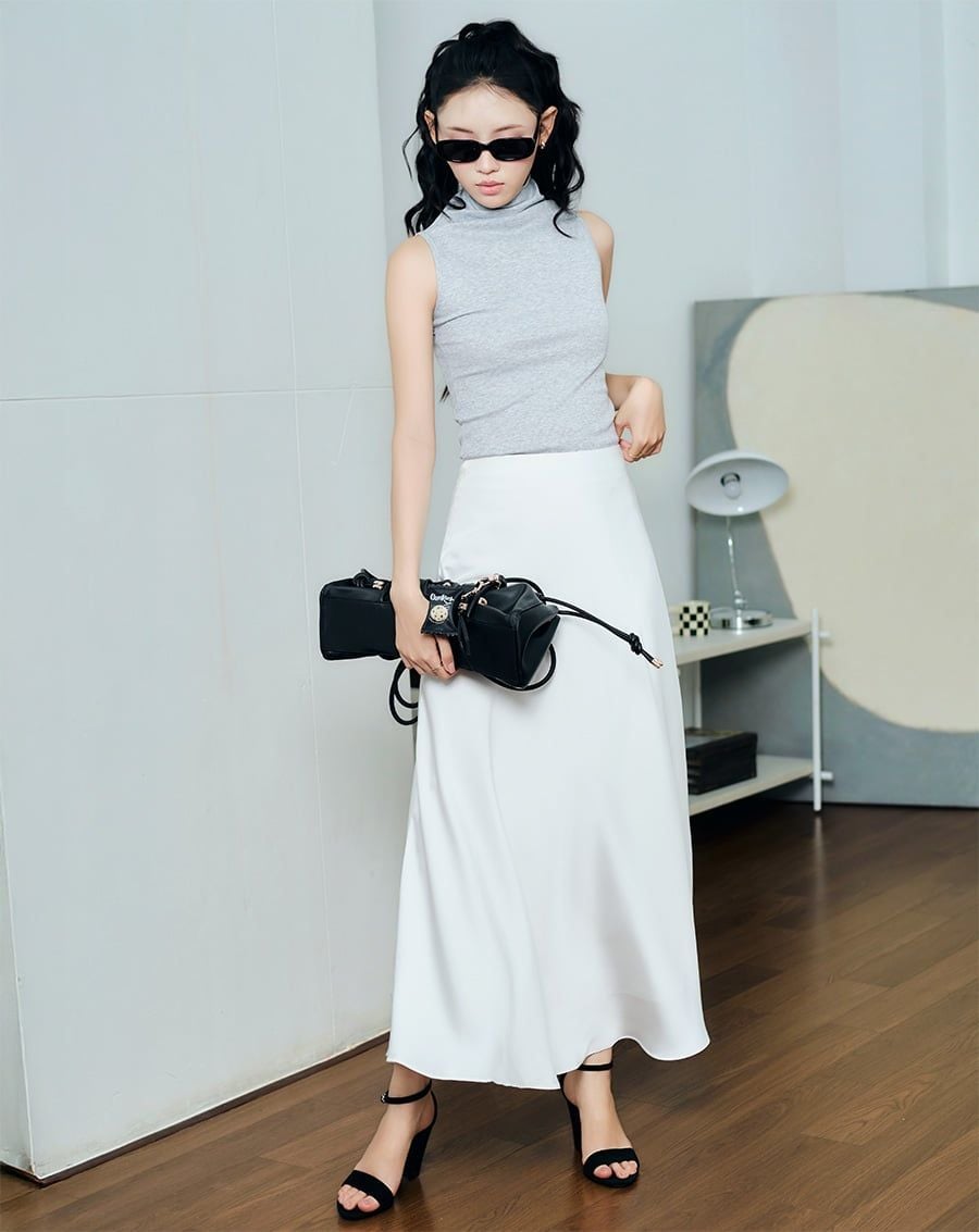  Váy lụa midi form A 