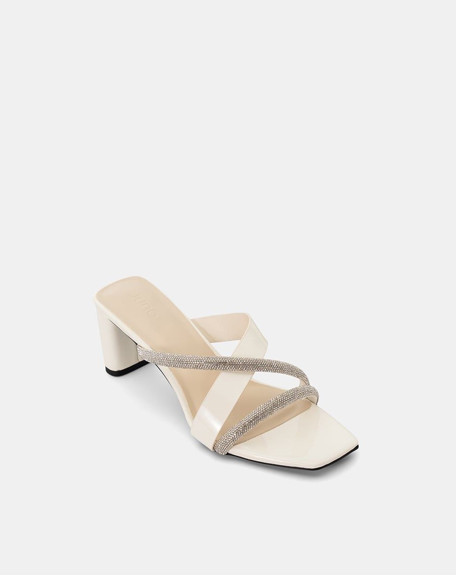  Giày Sandal Mules phối quai đính hạt 