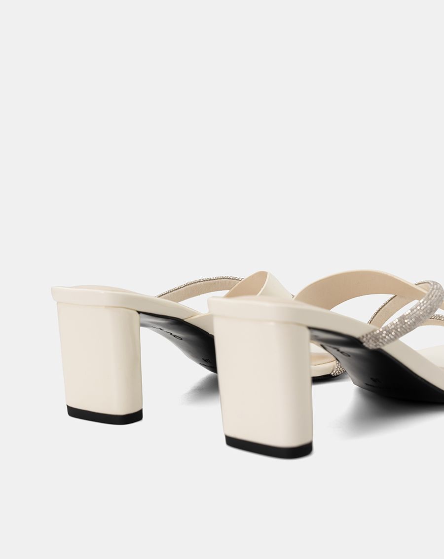  Giày Sandal Mules phối quai đính hạt 