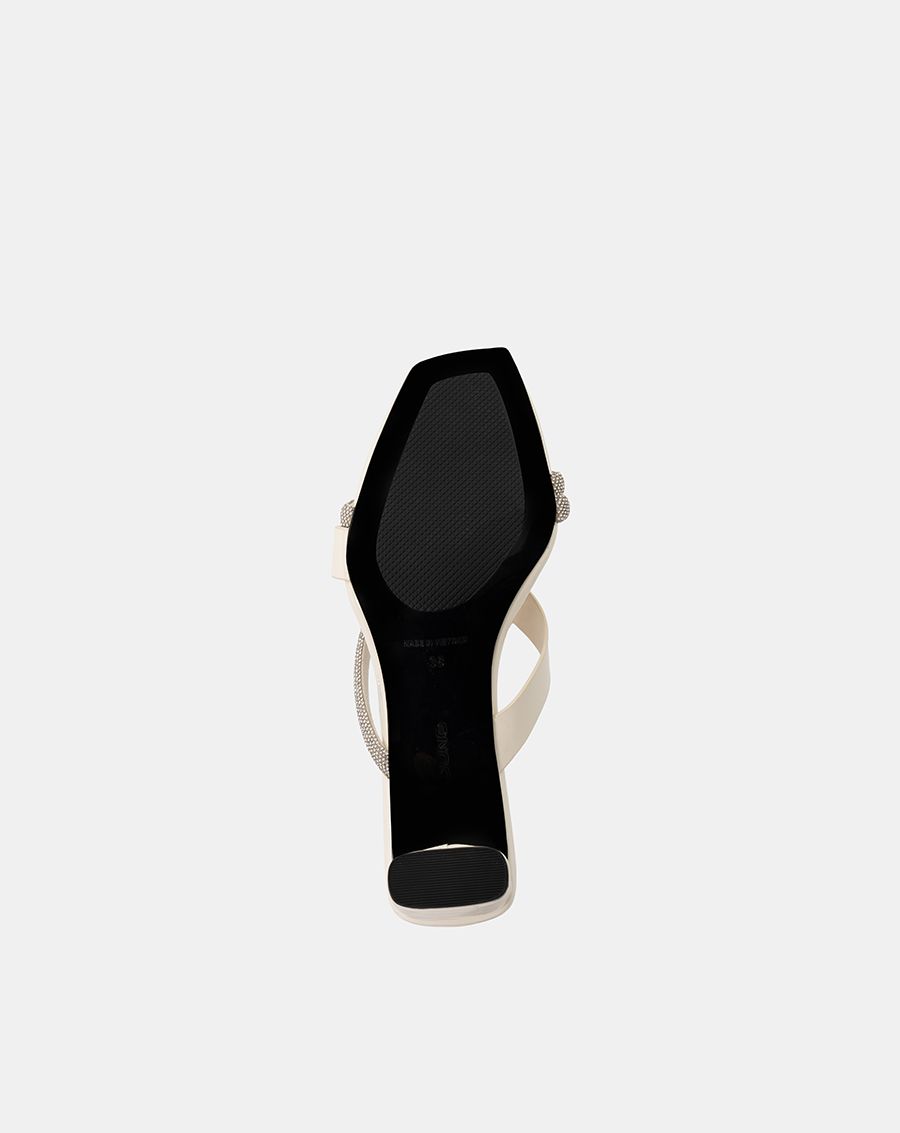  Giày Sandal Mules phối quai đính hạt 