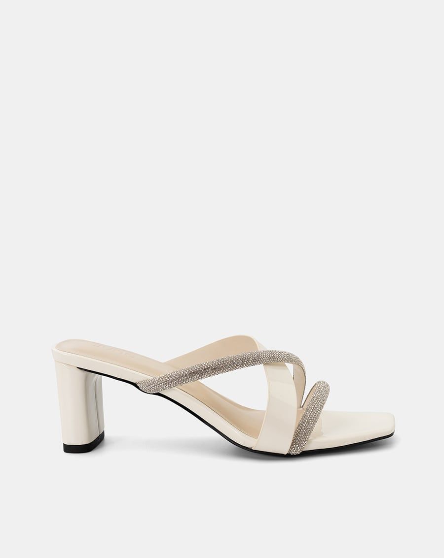 Giày Sandal Mules phối quai đính hạt 