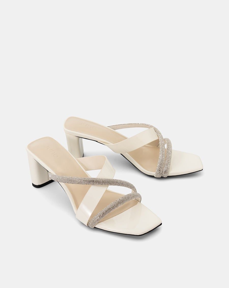  Giày Sandal Mules phối quai đính hạt 