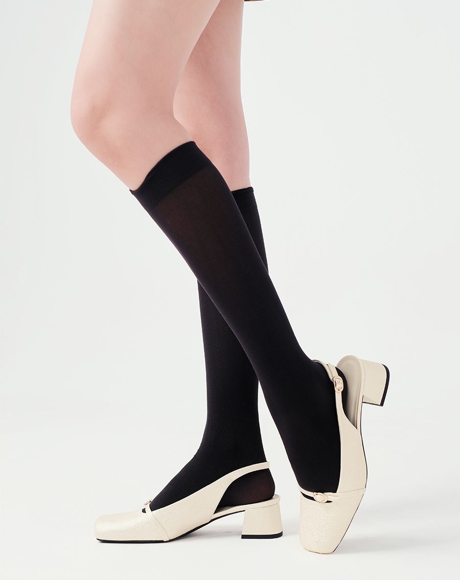  Giày Cao Gót Slingback Mũi Vuông 