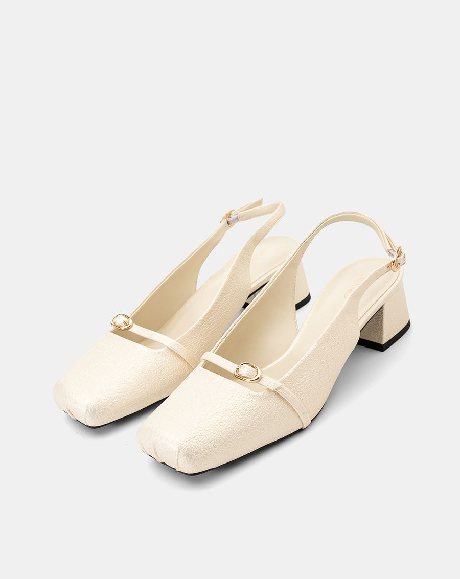  Giày Cao Gót Slingback Mũi Vuông 