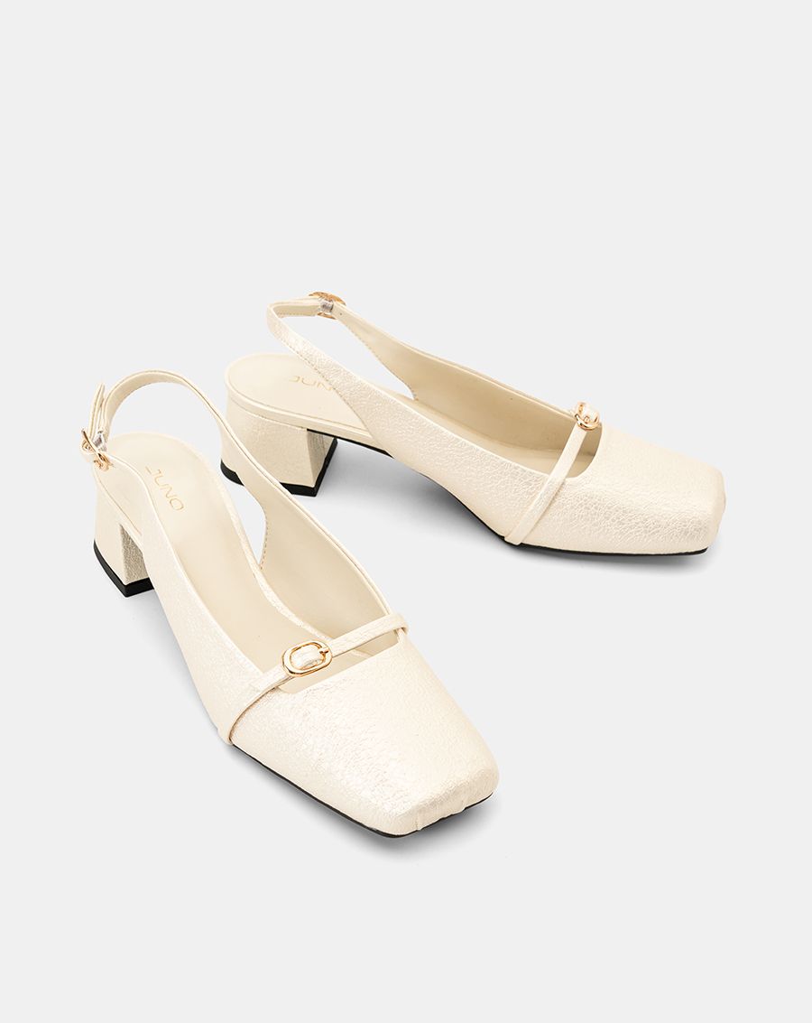  Giày Cao Gót Slingback Mũi Vuông 