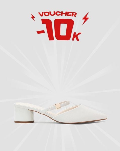  Giày Cao Gót Sục Gót Trụ Thấp Phối Quai Ngang 