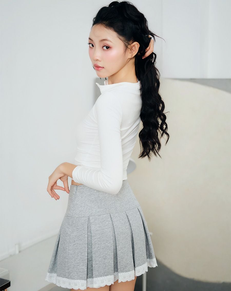  Chân váy xếp ly vải thun xốp 