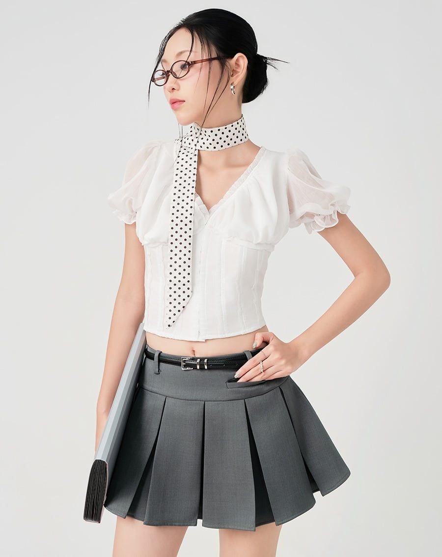  Quần giả váy xếp ly hộp có túi mổ 