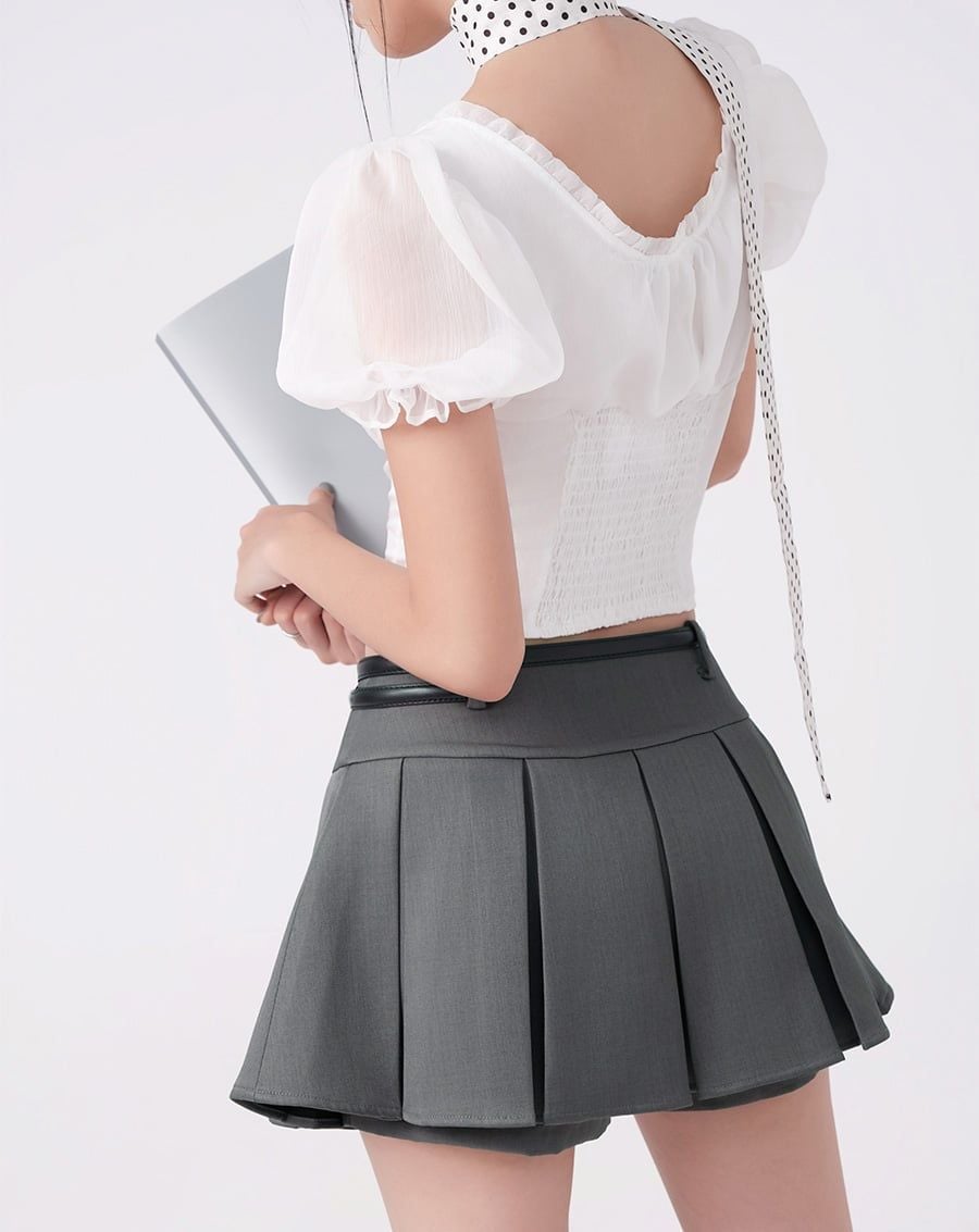  Quần giả váy xếp ly hộp có túi mổ 