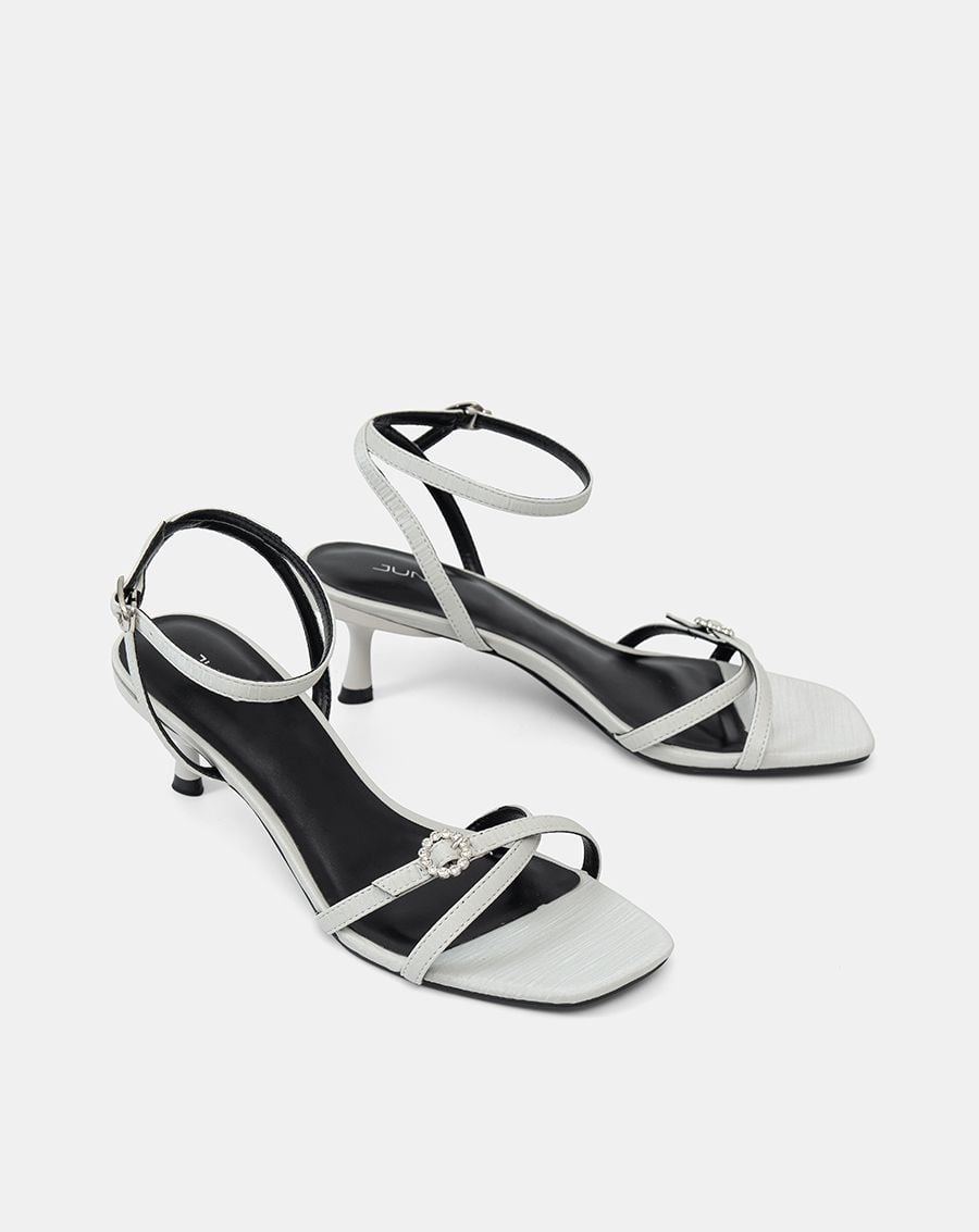  Giày Sandal Cao Gót Quai Chéo Buckle Đính Đá 