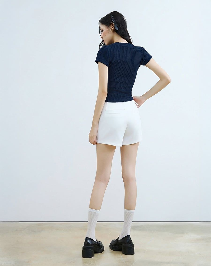  Áo thun tay phồng phối nút kiểu 