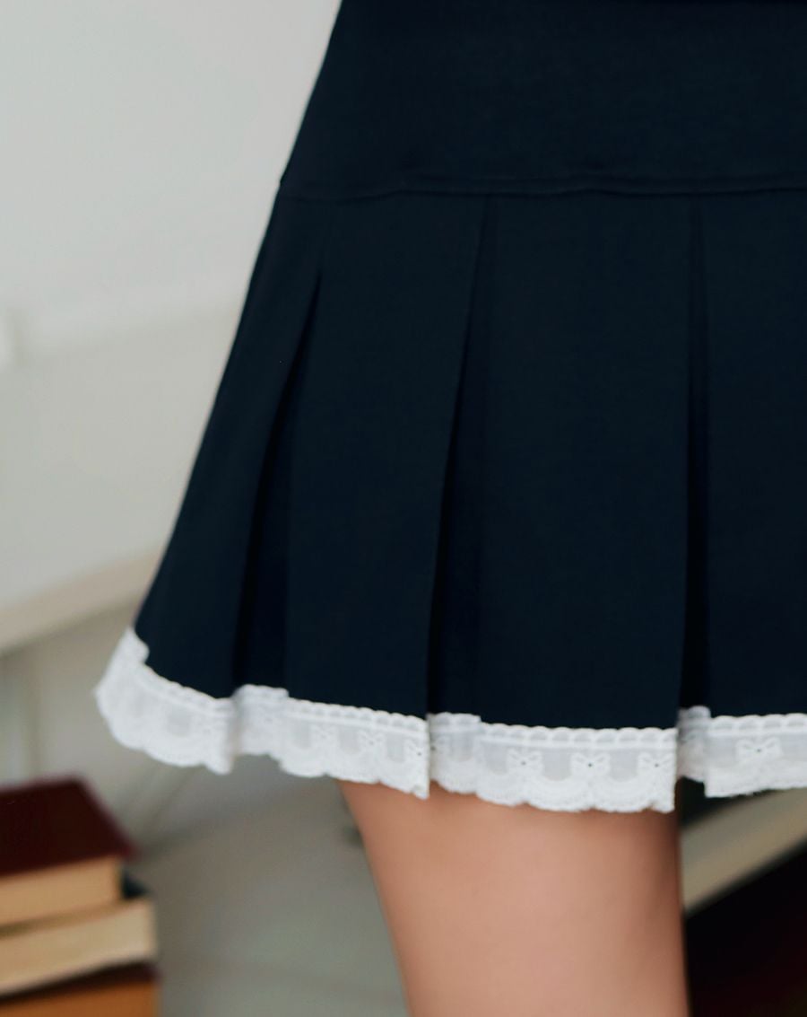  Chân váy xếp ly vải thun xốp 