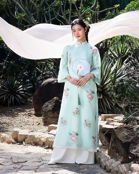 Tặng túi - Set Áo dài Ngư Vũ Xanh Ngọc