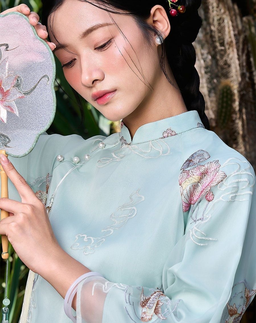  Tặng túi - Set Áo dài Ngư Vũ Xanh Ngọc 